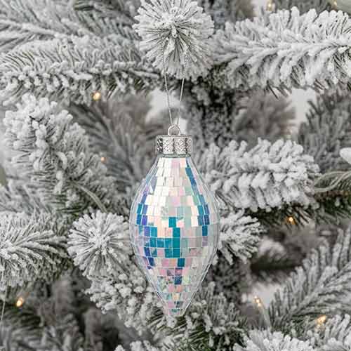 Iridescent Disco Ball Teardrop Bauble Christmas Hanging Decoration 13cm Ornament