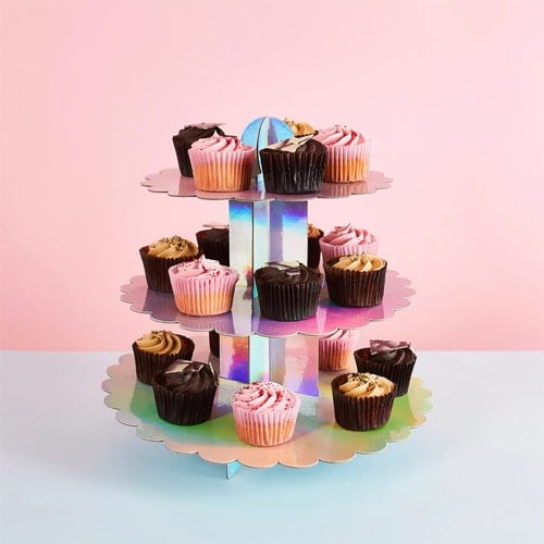 Iridescent Foil 3 Tier Cupcake Stand Product Gallery Image