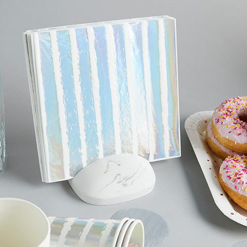 Iridescent Foil Striped Luncheon Paper Napkins 3 Ply 33cm - Pack of 16 Product Gallery Image