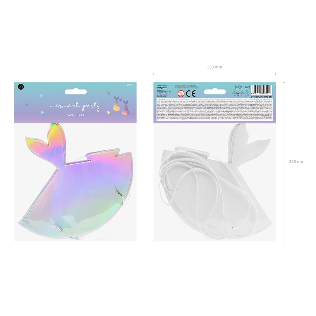 Iridescent Mermaid Tail Paper Party Hats - Pack of 6 Product Gallery Image