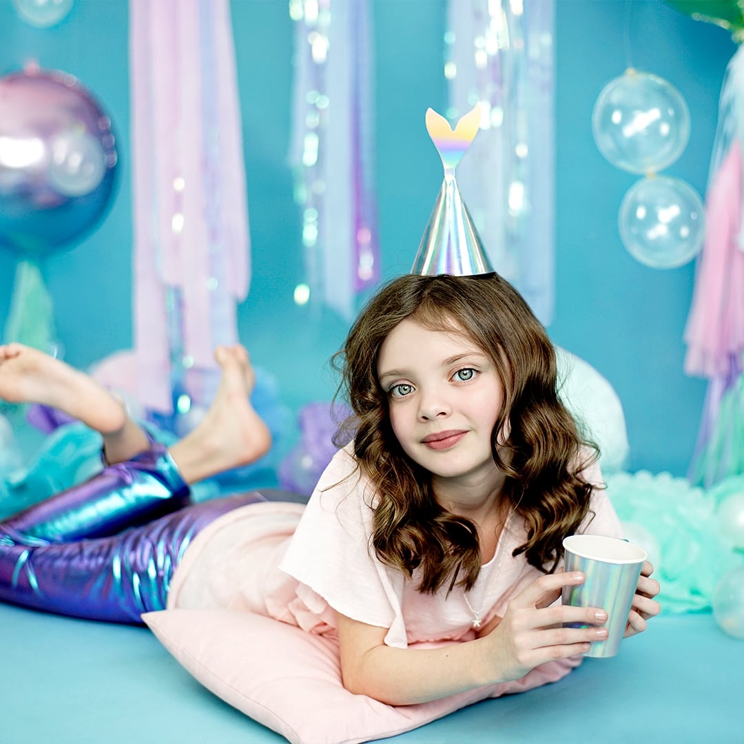 Iridescent Mermaid Tail Paper Party Hats - Pack of 6 Product Gallery Image