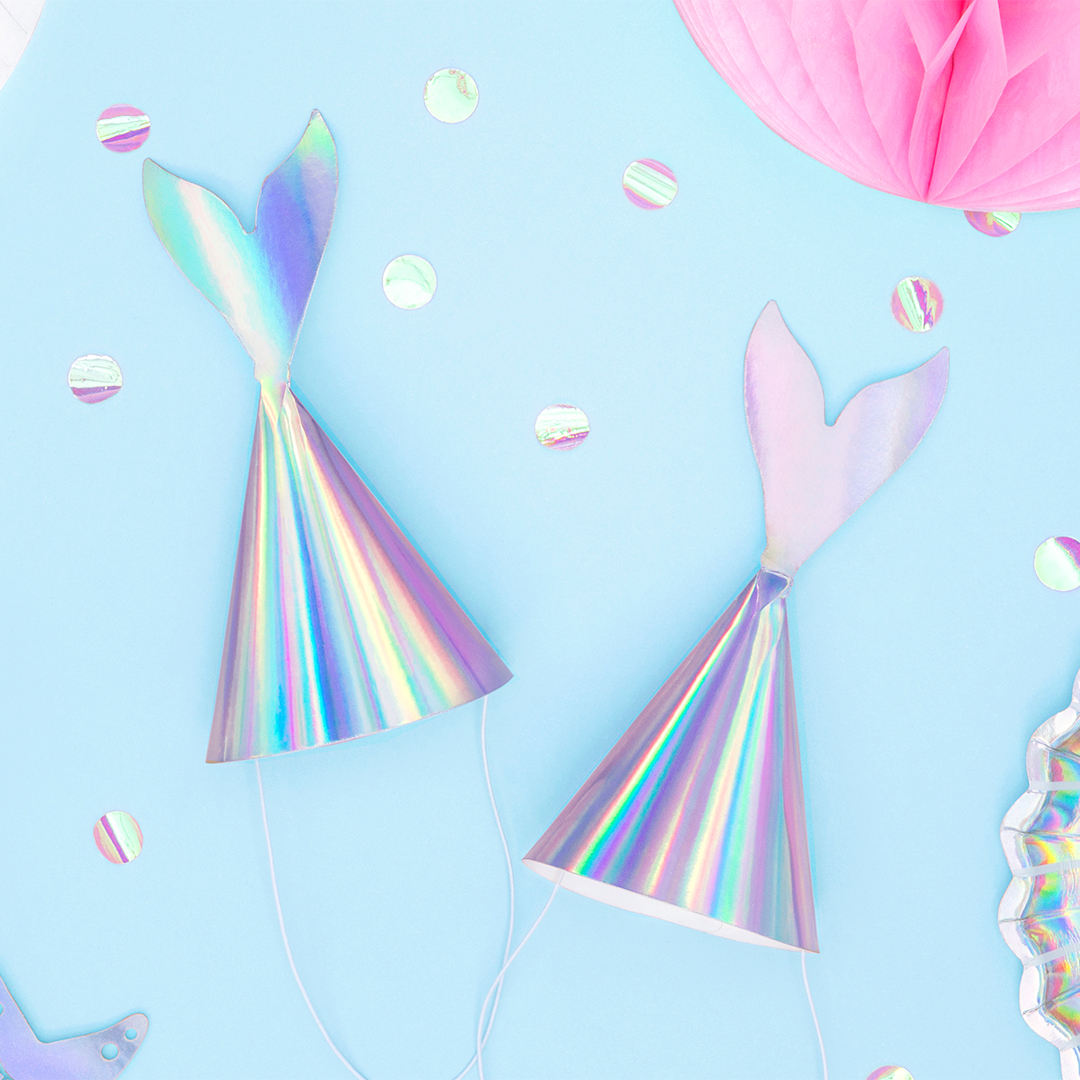 Iridescent Mermaid Tail Paper Party Hats - Pack of 6 Product Gallery Image