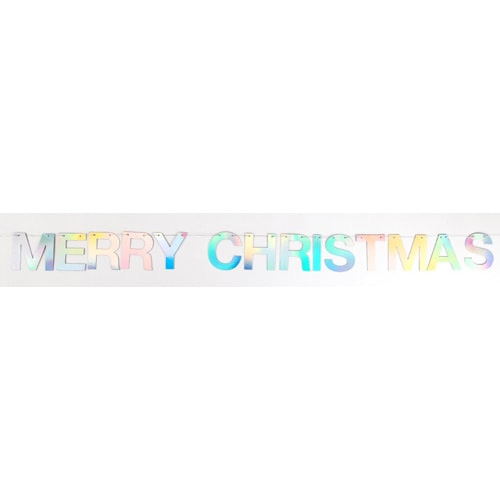 Iridescent Merry Christmas Cardboard Banner 2m Product Gallery Image
