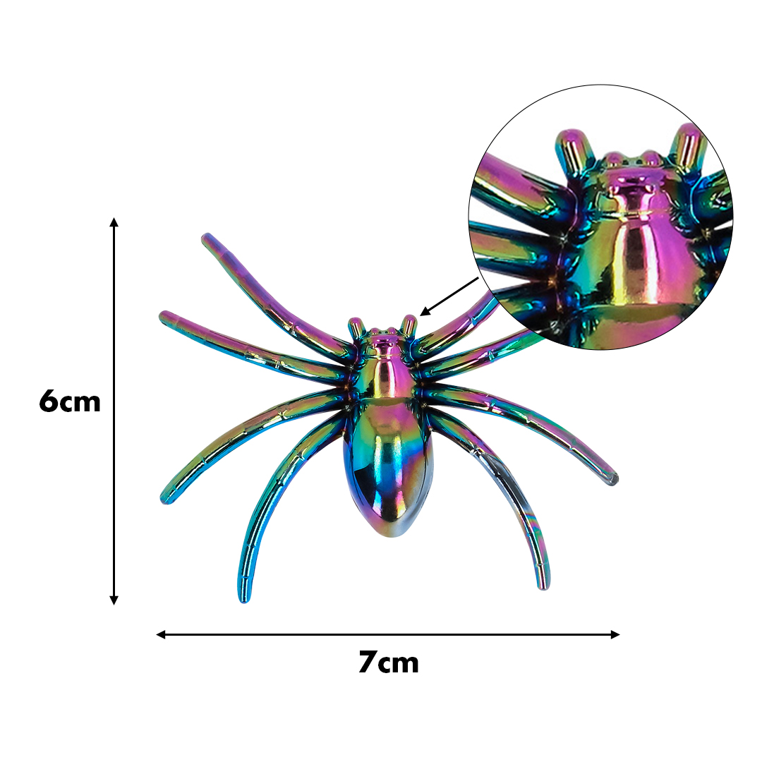 Iridescent Spider Creepy Crawly Halloween Decorations 7cm - Pack of 6 View 3
