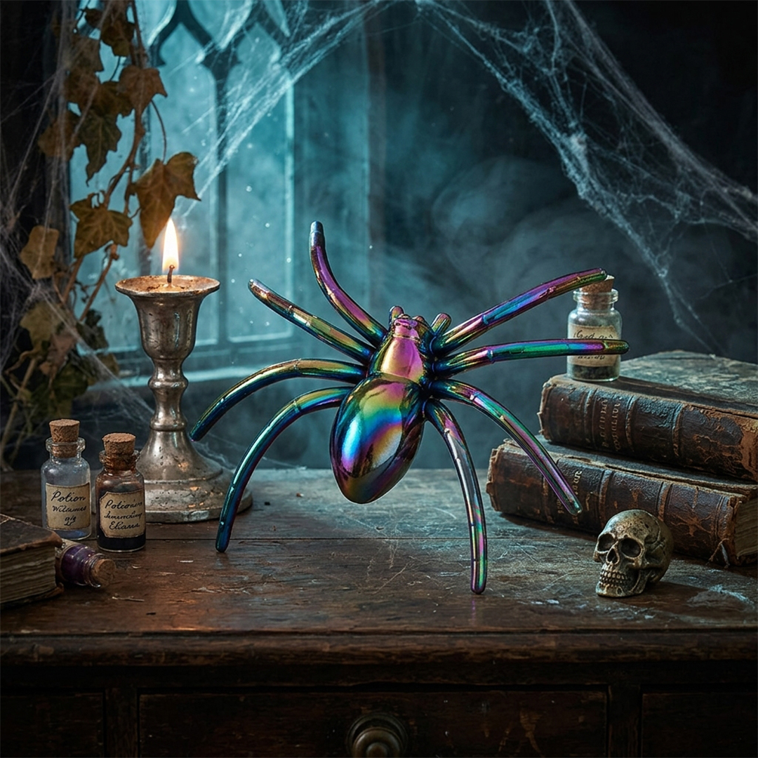 Iridescent Spider Creepy Crawly Halloween Decorations 7cm - Pack of 6 View 2