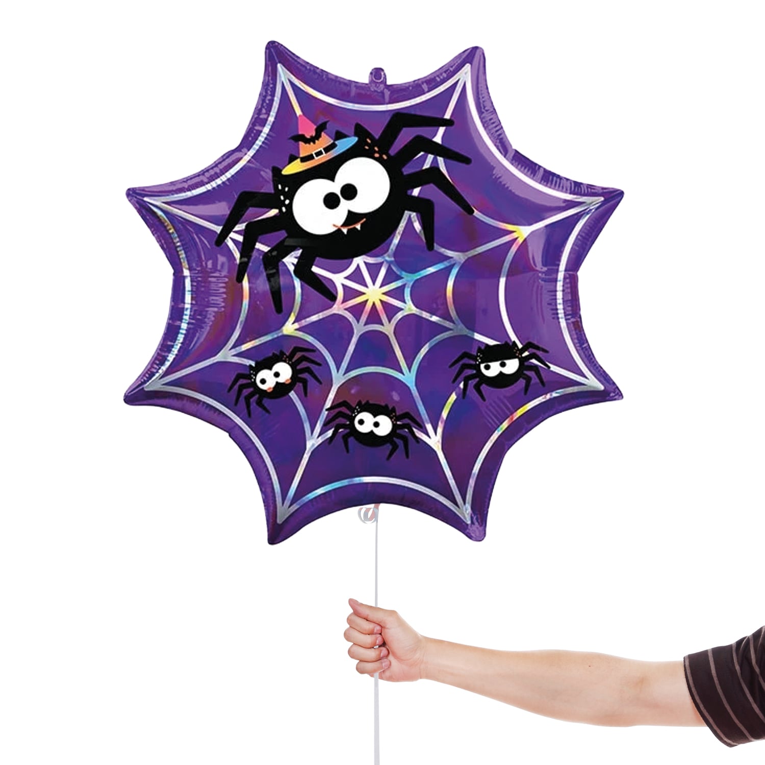Iridescent Spider Web Shaped Halloween Foil Balloon 55cm / 22 in View 3