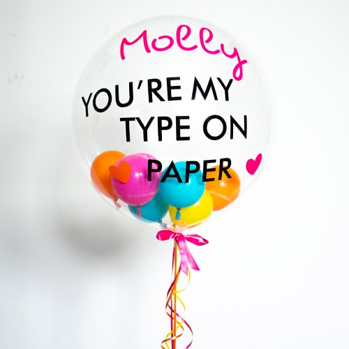 Personalised Love Stuffed Bubble Balloon Valentine's Inflated Balloon In A Box Product Gallery Image