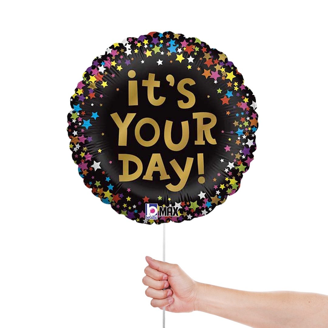 It's Your Day Stars Round Foil Helium Balloon 46cm / 18 in Product Gallery Image