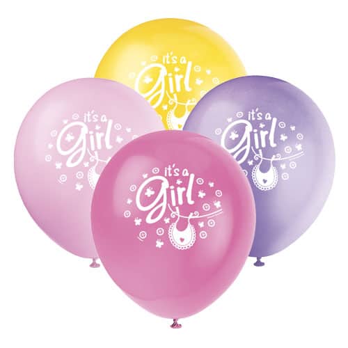 Its A Girl Clothesline Biodegradable Latex Balloons 30cm / 12 in - Pack of 8 Product Image