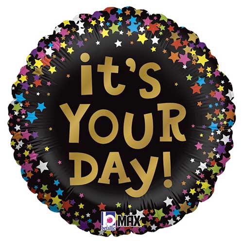 It's Your Day Stars Round Foil Helium Balloon 46cm / 18 in Product Image