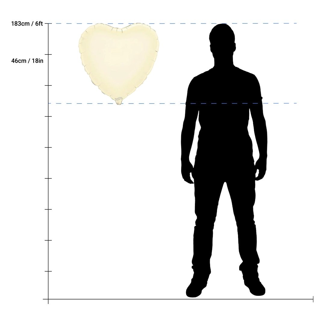 Ivory Heart Shape Foil Helium Balloon 46cm / 18 in Product Gallery Image