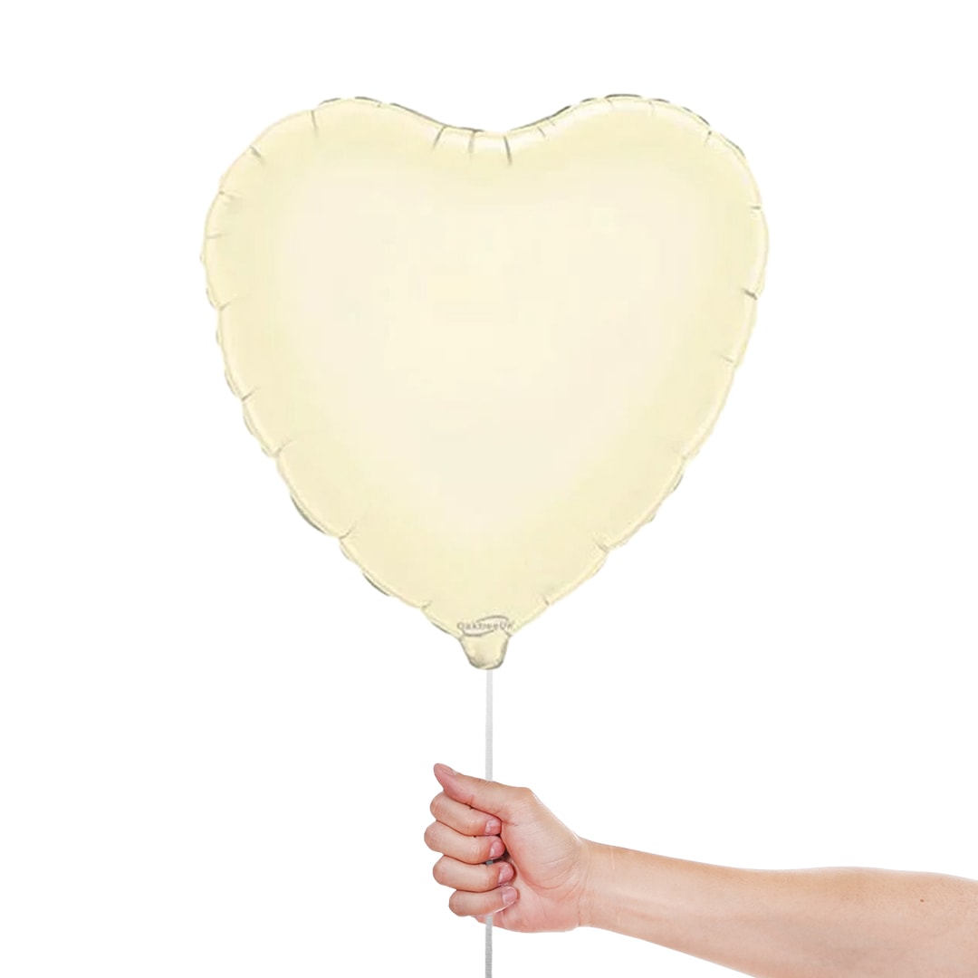 Ivory Heart Shape Foil Helium Balloon 46cm / 18 in Product Gallery Image