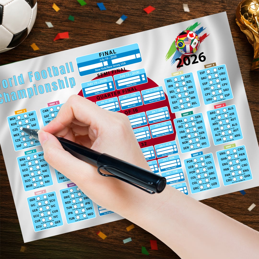 Japan Flag World Football Championship Cup 2026 A0 Fixture Wall Chart
