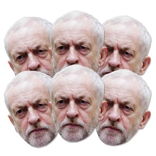 Jeremy Corbyn Cardboard Face Masks - Pack of 6