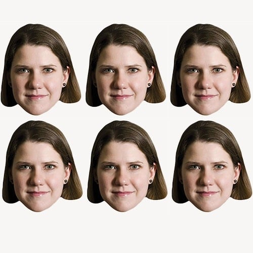 Jo Swinson Cardboard Face Masks - Pack of 6