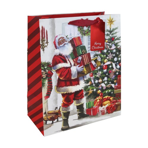 Joyful Santa Claus Christmas Large Red Gift Bag 33cm Product Gallery Image