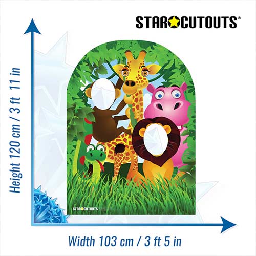 Jungle Animal Child Size Stand In Cardboard Cutout 120cm Product Gallery Image