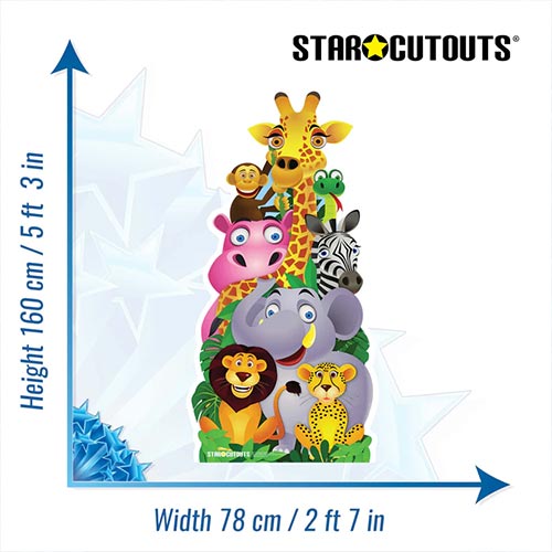 Jungle Animal Friends Lifesize Cardboard Cutout 160cm Product Gallery Image