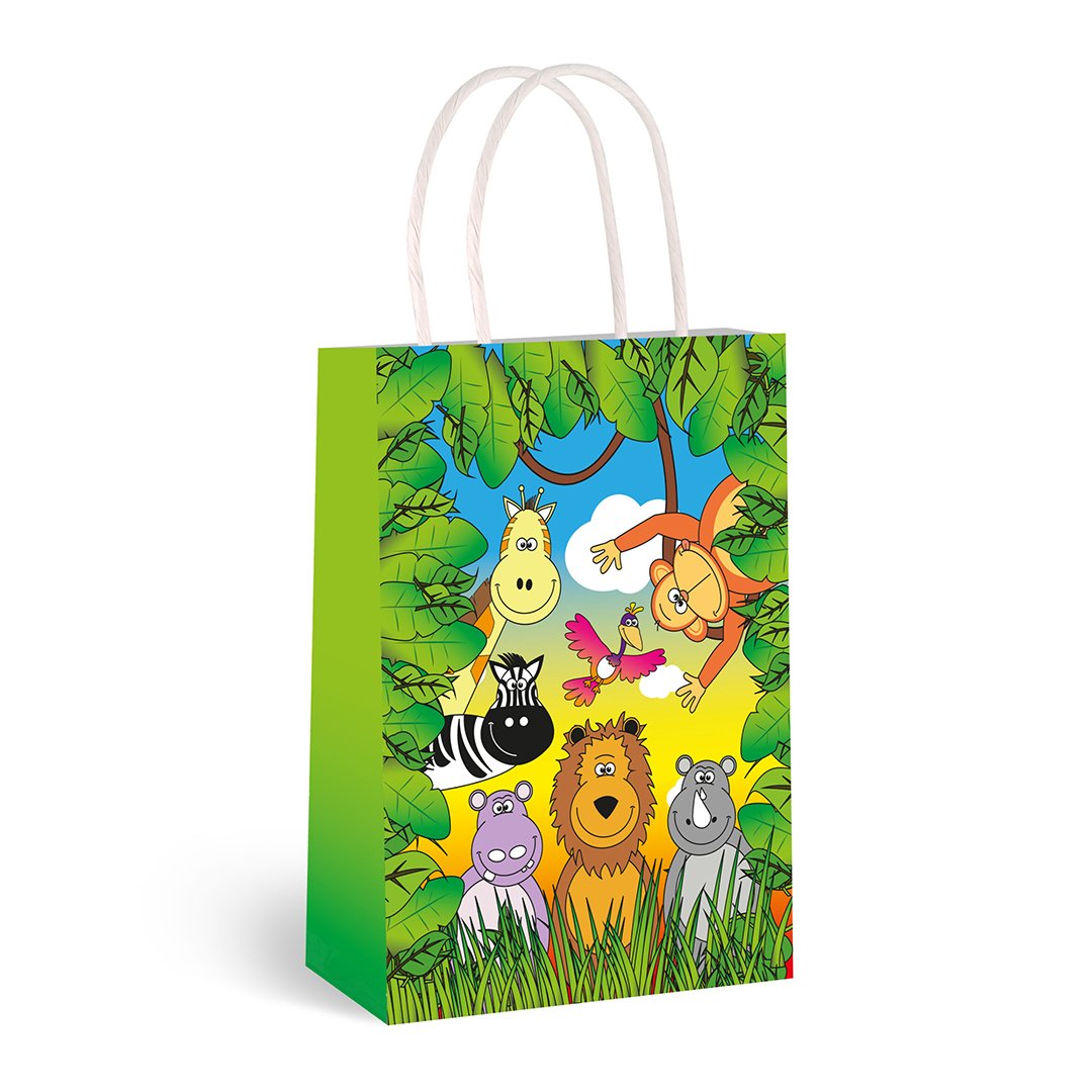 Jungle Animal Paper Party Bag with Handles 22cm