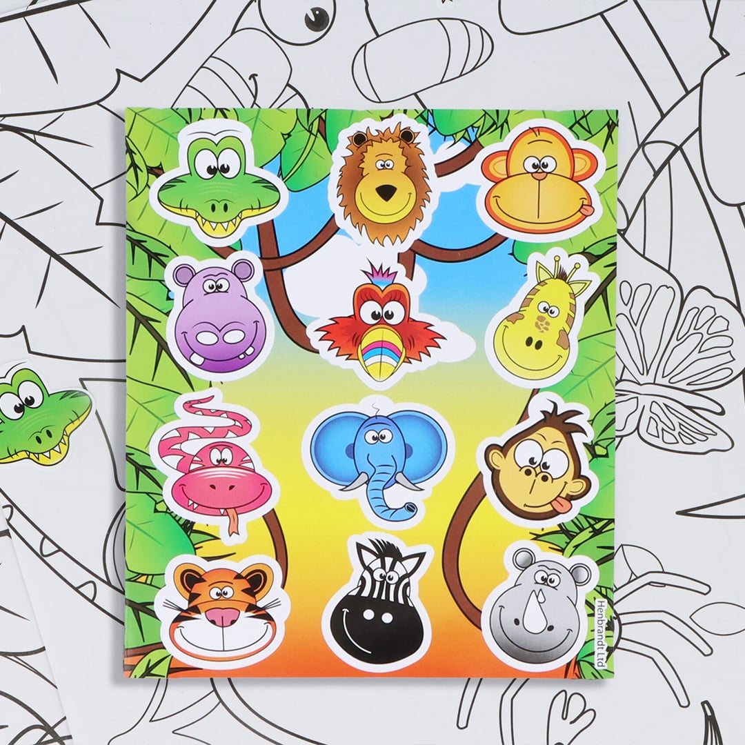 Jungle Animals Colouring Set with Mini Pencils & Stickers View 3
