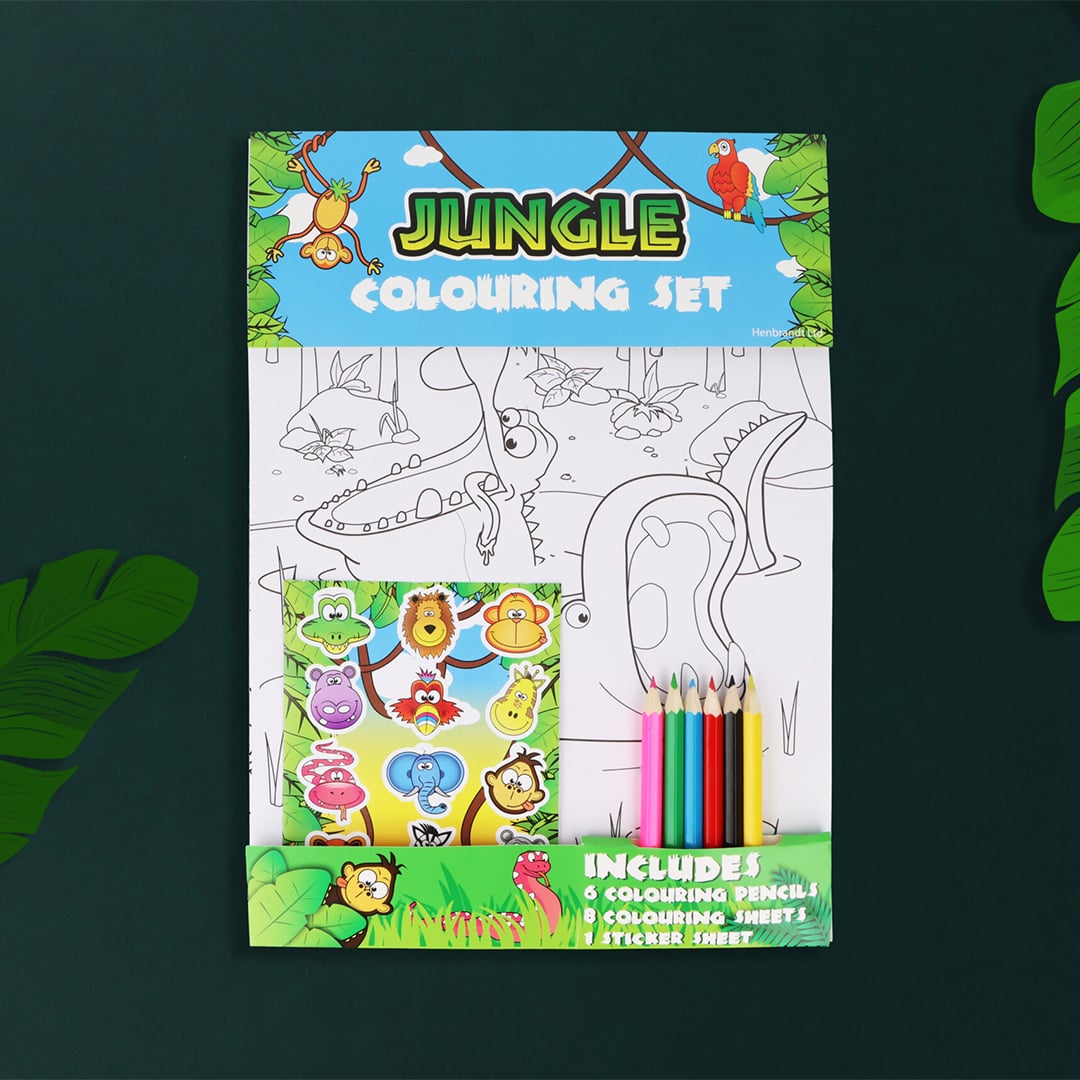 Jungle Animals Colouring Set with Mini Pencils & Stickers View 4