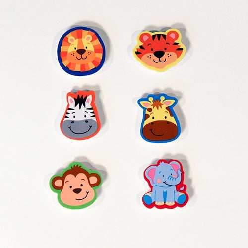 Jungle Animals Head Novelty Erasers - Pack of 6 Product Image