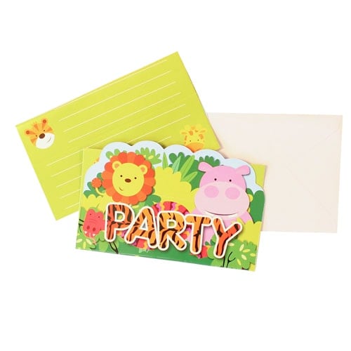 Jungle Animal Party Stand-up Invitations with Envelopes - Pack of 8 Product Image