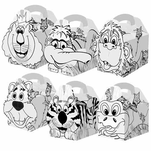 Jungle Animal Theme Colouring In Party Box With Crayons Product Image