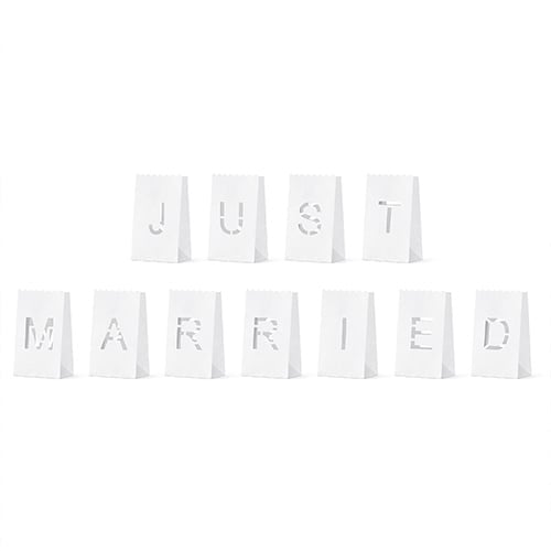 Just Married Cutout Wedding Lantern Candle Bags Product Gallery Image