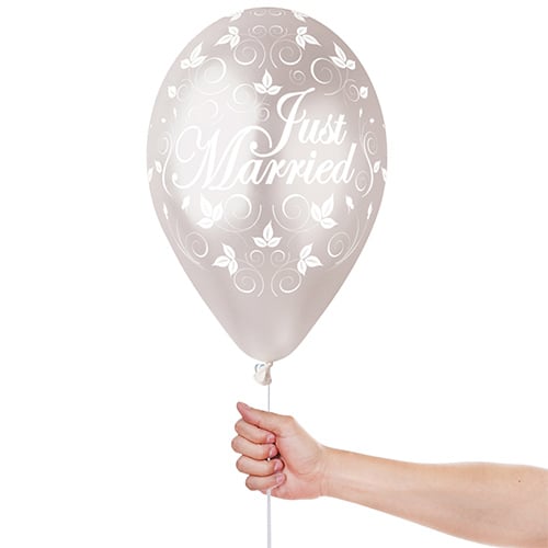 Just Married Latex Balloons 33cm / 13 in - Pack of 6 Product Gallery Image