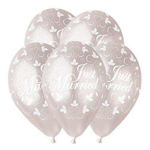 Just Married Latex Balloons 33cm / 13 in - Pack of 6 Product Gallery Image