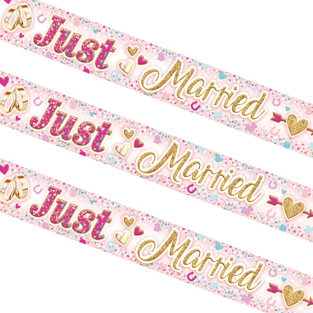 Just Married Wedding Day Foil Banner 2.7m Product Gallery Image