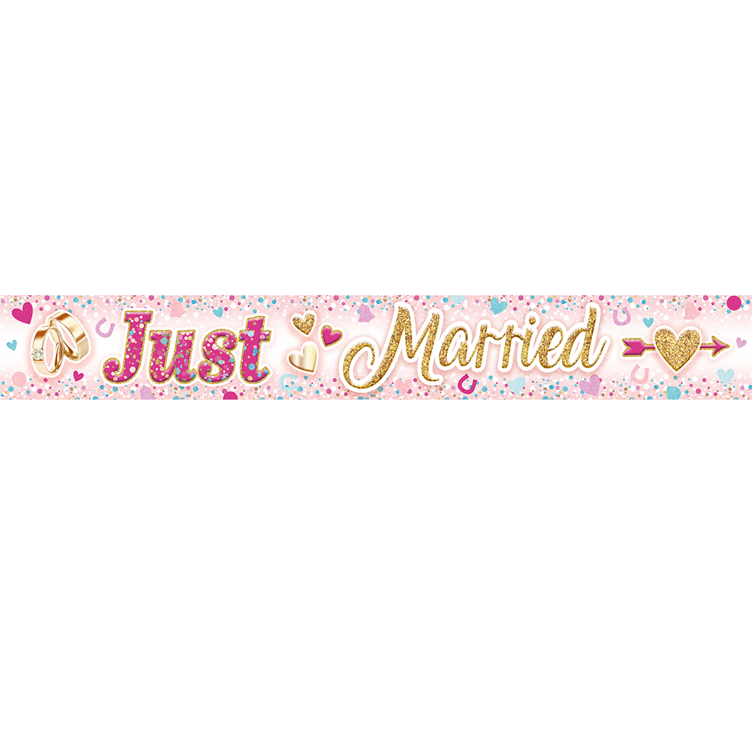 Just Married Wedding Day Foil Banner 2.7m
