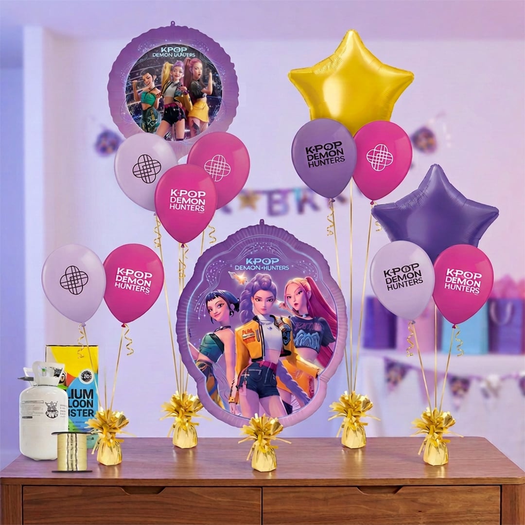 K-Pop Demon Hunters Balloons & Helium Canister Party Pack