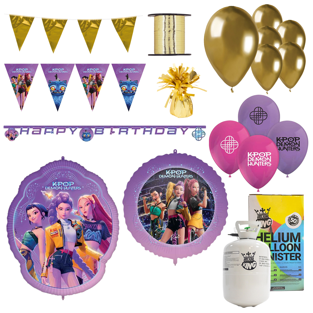 K-Pop Demon Hunters Birthday Balloons, Helium & Decorations Party Pack View 2
