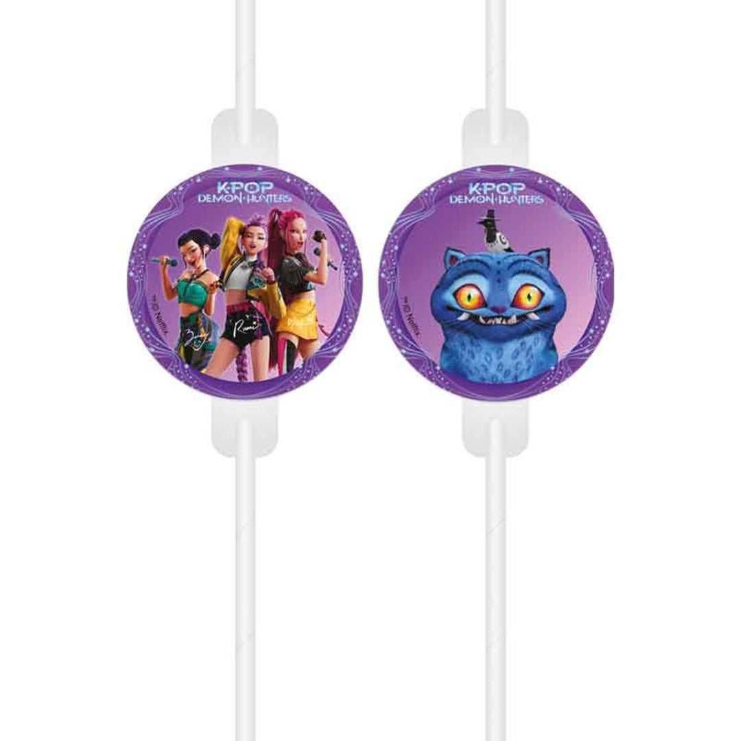 K-Pop Demon Hunters Paper Medallion Drinking Straws - Pack of 4
