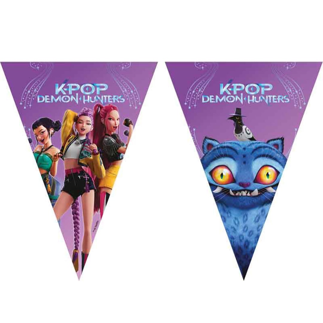 K-Pop Demon Hunters Paper Triangle Flag Bunting Banner 2.3m