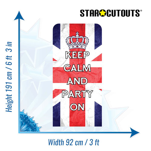 Keep Calm & Party On Union Jack Single Backdrop Cardboard Cutout 191cm Product Gallery Image