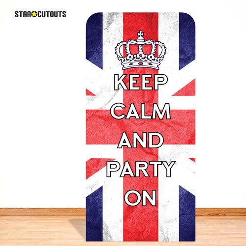 Keep Calm & Party On Union Jack Single Backdrop Cardboard Cutout 191cm Product Gallery Image