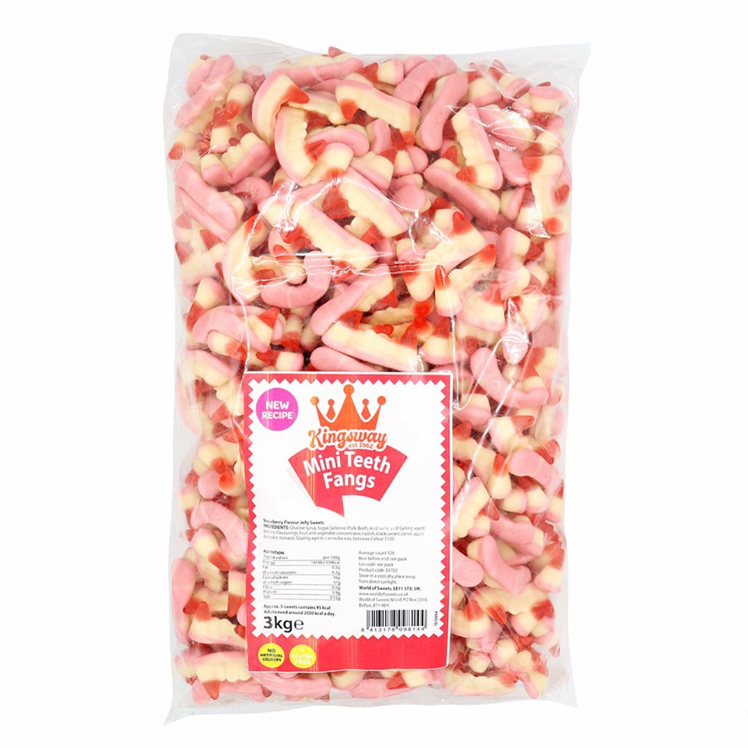 Kingsway Mini Teeth Fang Halloween Gluten Free Sweets 3kg