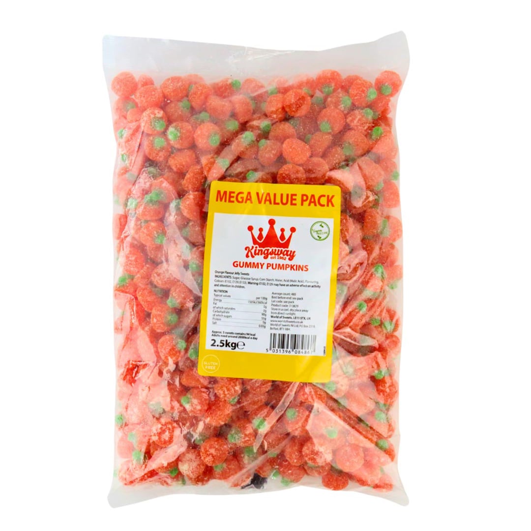 Kingsway Pumpkin Orange Flavour Vegan Gluten Free Fizzy Jelly Sweets 2.5kg