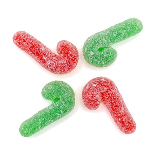 Kingsway Sugared Candy Canes Christmas Vegan Gluten Free Strawberry Flavour Jelly Sweet 4g Product Image