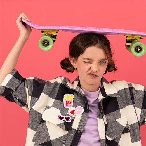 Kiss Me & Fries Before Guys Pink Iron On Patches - Pack of 3 Product Gallery Image