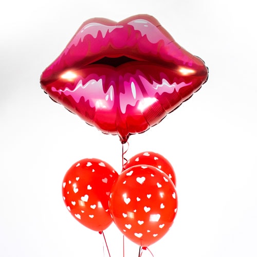 Kiss Me Quick Red Lips Balloon Bouquet Inflated Balloon In A Box Product Gallery Image