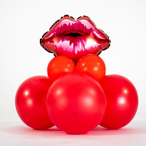 Kiss Me Quick Red Lips Balloon Bouquet Inflated Balloon In A Box Product Gallery Image