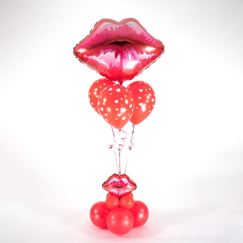Kiss Me Quick Red Lips Balloon Bouquet Inflated Balloon In A Box Product Gallery Image