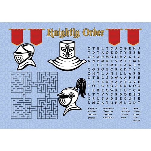 A4 Knights Kids Activity Placemat Sheet Product Image