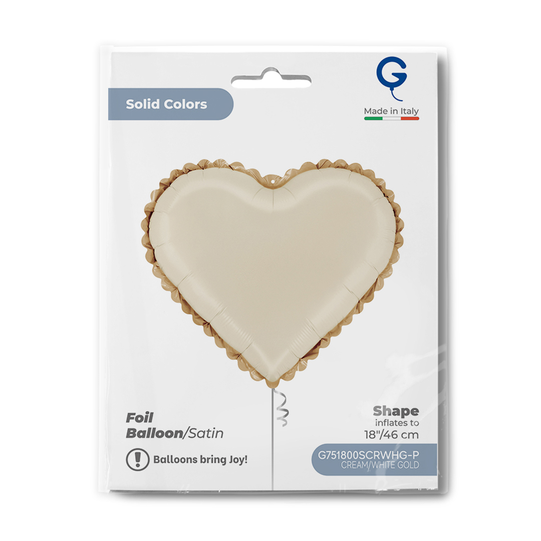 Lace Cream Heart Shaped Foil Balloon 46cm / 18 in View 3