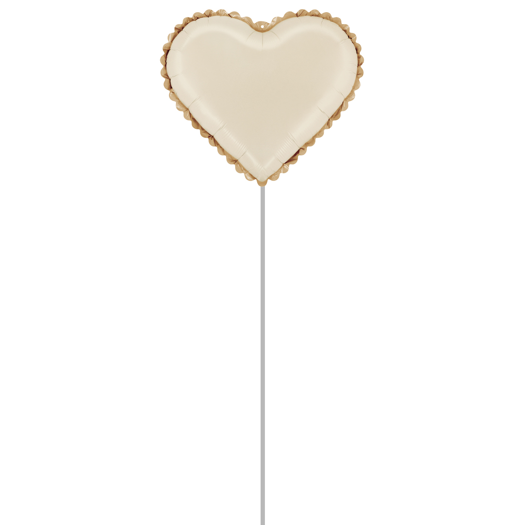 Lace Cream Heart Shaped Foil Balloon - Inflated Balloon In A Box Product Gallery Image