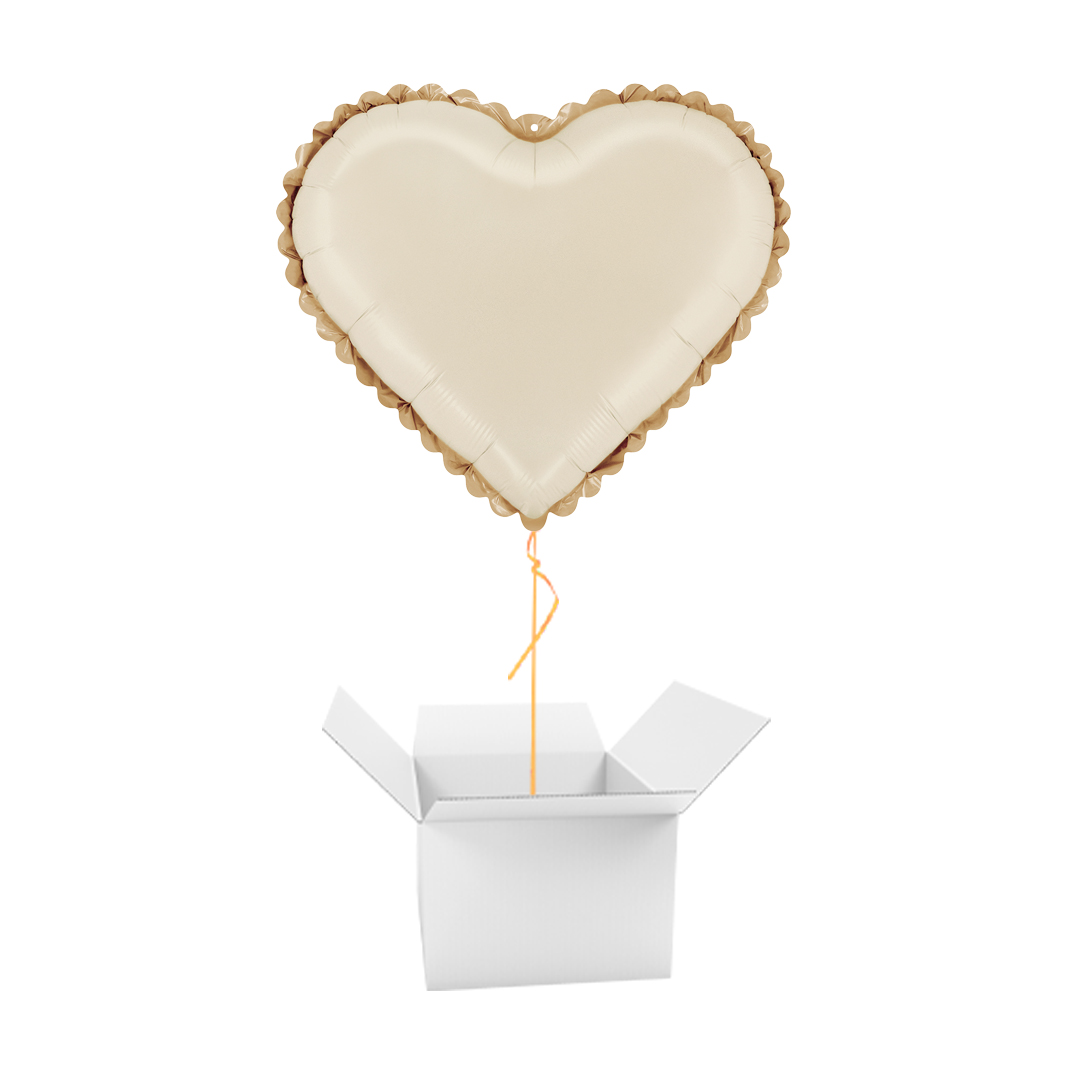 Lace Cream Heart Shaped Foil Balloon - Inflated Balloon In A Box